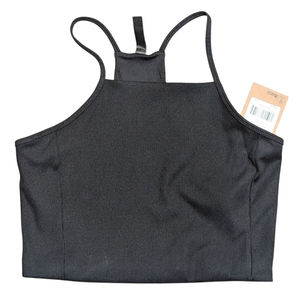 The North Face Womens XL Black Ribbed Crop Tank Top Racer Back Flash Dry NEW
